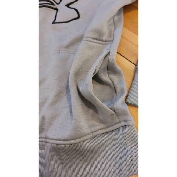 Under Armour Pullover Hoodie Gray Black Logo Pouch Pocket Small ColdGear - Picture 2 of 5